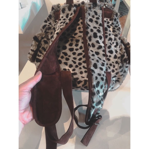 Fuzzy Animal Print Beaded Backpack main image 6